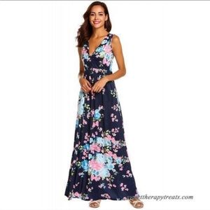 Navy Floral Maxi Dress